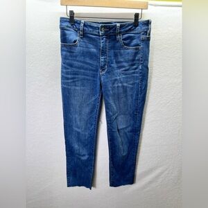 American Eagle Super Hi-Rise Jegging Cropped Womens 6 Blue Denim Stretch 2203